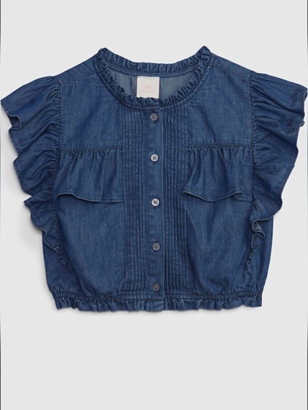 Girls GAP X Love Shack Fancy Ruffle Denim Cropped Top Sz L 10